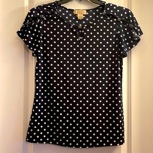 Diana Bells Blue Polkadots Blouse Size S